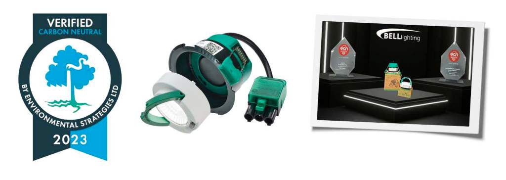 Et merke som viser at BELL ble  bekreftet karbonnøytralt av Environmental Strategies Ltd, 2023.